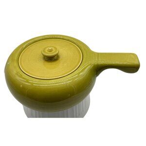 Vintage Russell Wright MCM Avocado Green Ceramic Covered Casserole Dish USA